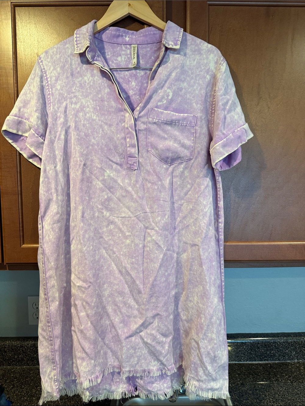 Zenana Outfitters Lavender Mineral Wash Shirt Dress